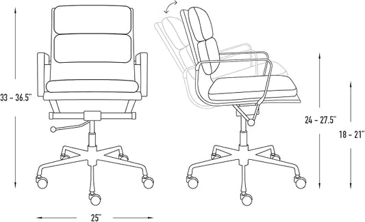 Laura Davidson Furniture SOHO II Padded Management Office Chair - Mid Back Desk Chair with Arm Rest, Swivel & Cushion Availability, Made of Faux Leather, Coastal Blue with Black Frame, Computer Chair