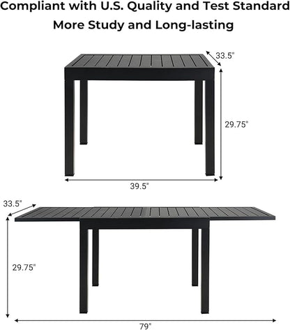 Grand patio 7-Piece Outdoor Dining Set for 6 with 1 Rectangle Expandable Table for 4-6 Person, Metal Woven Wicker Swivel Patio Chairs with Thickened Cushions for Yard, Poolside, Deck (Natural)