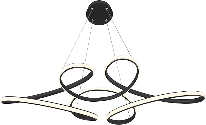 Possini Euro Design Helix Sand Black Multi-Ring Ceiling Pendant Light 39 1/2" Wide Ultra Modern Minimalist Spiral Dimmable LED Strip Steel Metal Dining Room House Foyer Kitchen Island Entryway Home