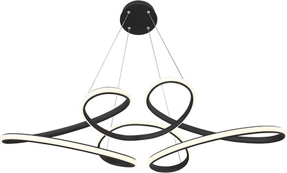 Possini Euro Design Helix Sand Black Multi-Ring Ceiling Pendant Light 39 1/2" Wide Ultra Modern Minimalist Spiral Dimmable LED Strip Steel Metal Dining Room House Foyer Kitchen Island Entryway Home