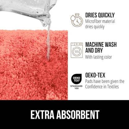 GORILLA GRIP Bathroom Rugs, 30x20, Ultra Soft Absorbent Mat, Thick Plush Bath Rug, Machine Washable, Microfiber Quick Dry, Mats for Shower, Bathtub and Floor, Home Decor Accessories, Coral