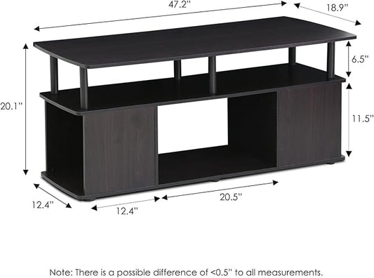 Furinno Jaya Coffee Table, Rectangle Modern Coffee Table with Open Shelf, Side Table with Side Storage, for Living Room, Bedroom, Home Office, Black