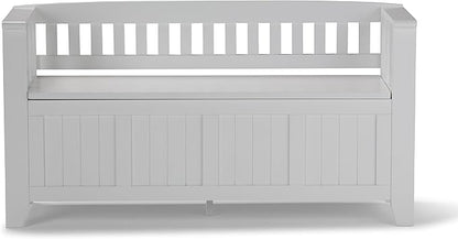 SIMPLIHOME Acadian Entryway Storage Bench - 48 inch Wide Solid Wood Hallway Seat in White, Transitional Bench for Entryway or Living Room with Lift-Up Lid and Spacious Storage