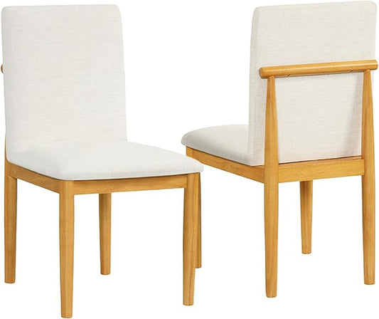 HomePop Modern Upholstered Farmhouse Dining Chairs - Cream White Textured Woven (Set of 2)
