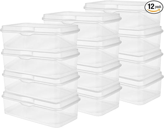 Sterilite 12-Pack FlipTop Stackable Rectangular Storage Bin with Hinging Lid, Clear