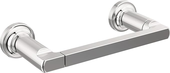 Delta Tetra (1-Pack) Toilet Paper Holder Polished Chrome Tissue Roll Holder for Bathroom Organization and Storage Pivoting Toilet Tissue Holder Wall Bathroom Accessories 78955