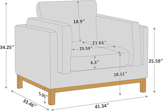 VANOMi 41.34" Oversized Accent Chair, Upholstered Armchair with Solid Wood Legs Living Room Chairs with Wide Armrest Pads, Reading Chair for Bedrooms, Apartments, Living Rooms, Offices（Beige）
