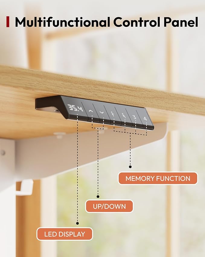 SANODESK Standing Desk Height Adjustable Electric Stand up Desk 63x24 Inches Sit Stand Home Office with Splice Board, White Frame/Maple Top