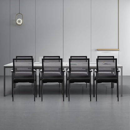 Ergonomic Mesh Guest Chair – No Wheels, Lumbar Support Design, Thick Cushion & Padded Arms – for Office Reception, School, Church Waiting Rooms, Lobby – Black 2PK