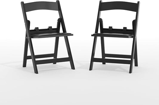 Flash Furniture Hercules Set of 2 Kids Black Resin Folding Chairs with Gray Vinyl Padded Seats