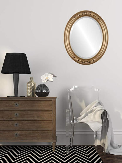 OVALCREST Oval Beveled Wall Mirror for Home Decor - Florence Style - Desert Gold - 44" x 34"