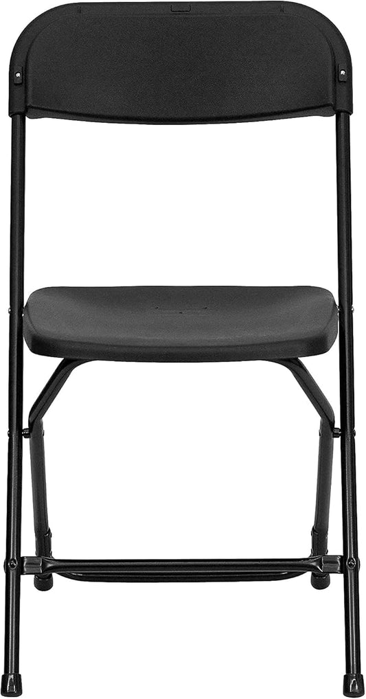 Flash Furniture Hercules Series Plastic Folding Chair - Black - 650LB Weight Capacity Comfortable Event Chair - Lightweight Folding Chair