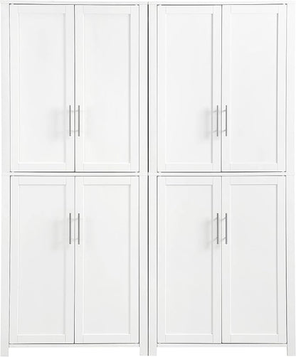 Crosley Furniture Savannah 2-Piece Pantry Storage Cabinet Set with Shelves, Kitchen, Dining, or Laundry Room, White