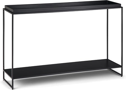 SIMPLIHOME Garner 47 inch Wide Industrial Tray Top Console Table in Black for the Living room Entryway and Bedroom