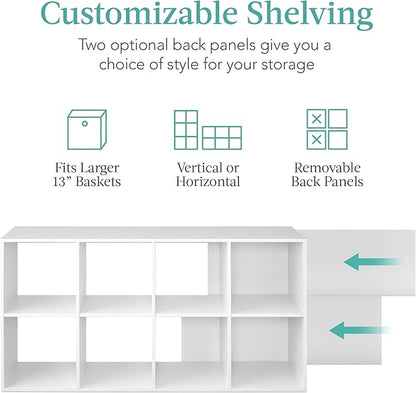 Best Choice Products 8-Cube Storage Organizer, 13.5in Shelf Opening, Bookcase, Display Shelf, Customizable w/ 2 Removable Back Panels – White