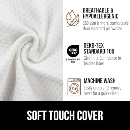 GORILLA GRIP Patent Pending Bed Wedge Pillow Headboard Gap Filler, US Designed, Comfortable Supportive High Density Foam Pillows, Stay in Place Gripping Dots, Wedges Between Mattress, Full Size White