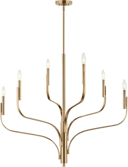 KICHLER Livadia 6-Light Chandelier, Soft Modern-Light in Champagne Bronze, for Foyer, Great Room, or Vaulted Dining or Bedroom (33" x 36.25"), 52673CPZ