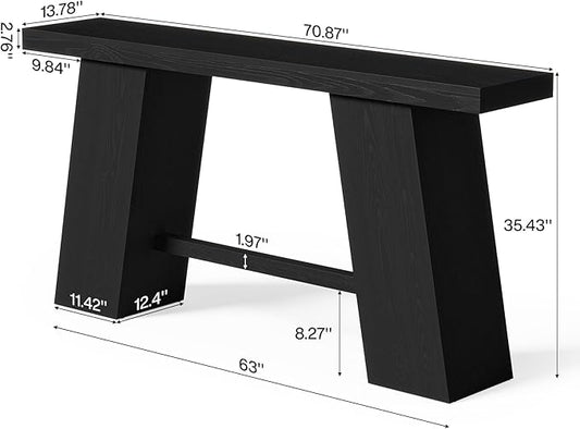 LITTLE TREE 70.8-Inch Long Black Console Table for Entryway, Narrow Modern Sofa Table for Entry, Hallway, Behind Couch, Living Room, Foyer, Entrance, Front Door
