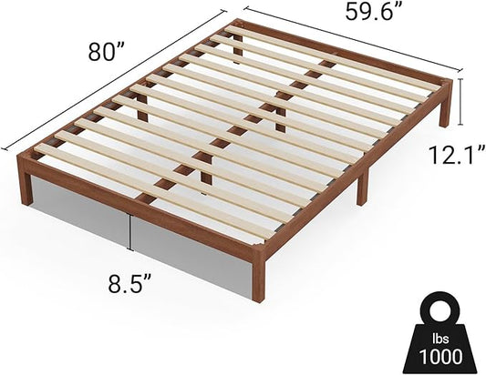 LIFEMENT Classic Wood Platform Bed Frame, Essential, Noise Free, Under Bed Storage, No Box Spring Needed, Easy Assembly (Cherry, Queen (U.S. Standard))