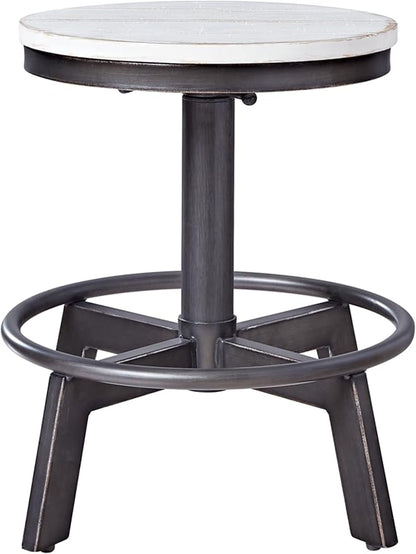 Signature Design by Ashley Torjin Industrial Adjustable Height Counter Barstool, 2 Count, White & Black