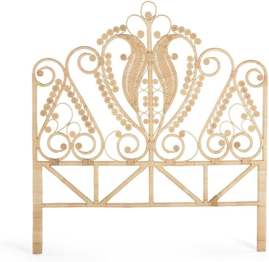 KOUBOO Peacock Rattan Headboard, California King, Natural Color