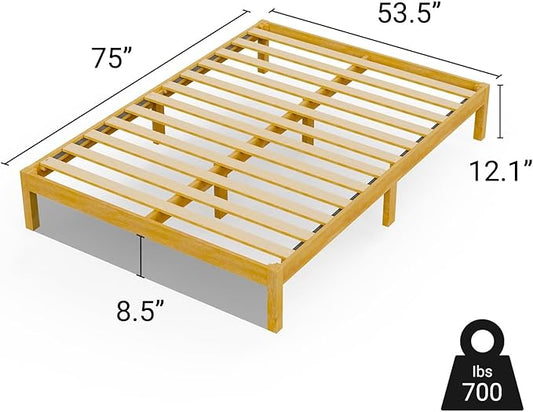 LIFEMENT Classic Wood Platform Bed Frame, Essential, Noise Free, Under Bed Storage, No Box Spring Needed, Easy Assembly (Natural, Full)