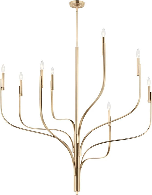 KICHLER Livadia 8-Light Chandelier, Soft Modern-Light in Champagne Bronze, for Foyer, Great Room, or Vaulted Dining or Bedroom (47.75" x 47.75"), 52675CPZ