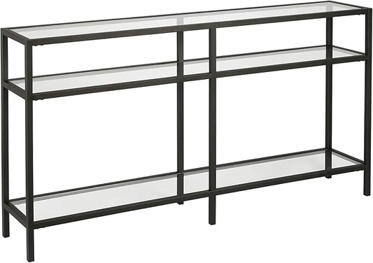 Henn&Hart 55" Wide Rectangular Console Table in Blackened Bronze, Entryway Table, Accent Table for Living Room, Hallway