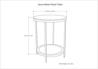 SIMPLIHOME Jenna Industrial 18 inch Wide Metal Round Accent Side Table in Natural for the Living Room and Bedroom