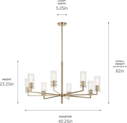 KICHLER Velestino 40.25" 8 Light Chandelier in Champagne Bronze, for Foyer, Dining Room, Living Room, Bedroom, (23.25" x 40.25") 52680CPZ