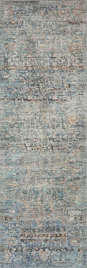 Loloi Amber Lewis Billie Collection BIL-05 Denim/Blush 2'-6" x 12'-0", 0.19" Thick Runner Rug