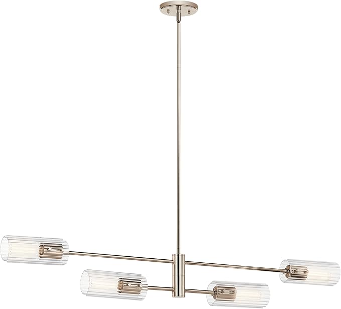 KICHLER Velestino 47.50" 4 Light Linear Chandelier in Polished Nickel, for Dining Room, Living Room, (7" x 47.50") 52681PN