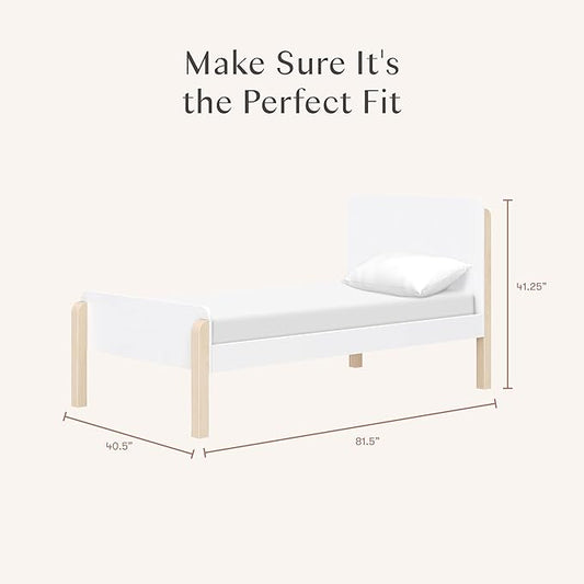 Babyletto Tiptoe Twin Bed for Kids - Sturdy Wood Twin Bed Frames with Headboard - Playful Modern Design - Perfect for Kids Bedrooms, Guest Rooms & Growing Families - White