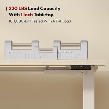 SANODESK L Shaped Standing Desk Adjustable Height, Electric Corner Standing Desk, 63 x 48 inch Sit Stand Computer Table with Splice Board, Maple