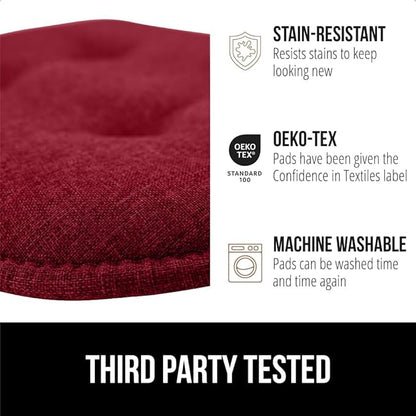 GORILLA GRIP Slip Resistant Tufted Chair Cushions, No Ties Required, Set of 6 Memory Foam Pads for Dining Room Kitchen Table, Office, Rocking Chairs, Plush Seat Cushion Pad, Home Decor, 16x17, Wine