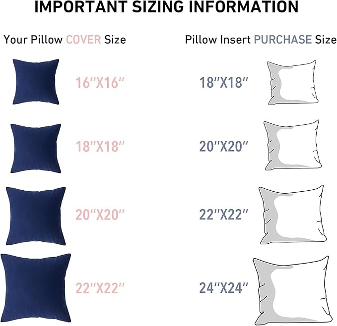 Leeden 20 x 20 Pillow Inserts (Set of 2) - Throw Pillow Inserts with 100% Cotton Cover - 20 Inch Square Decorative Pillows for Sofa, Couch, Bed and Home Decor