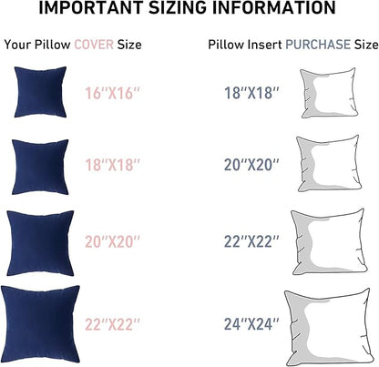 Leeden 20 x 20 Pillow Inserts (Set of 2) - Throw Pillow Inserts with 100% Cotton Cover - 20 Inch Square Decorative Pillows for Sofa, Couch, Bed and Home Decor