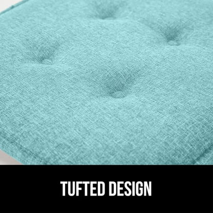 GORILLA GRIP Slip Resistant Tufted Chair Cushions, No Ties Required, Set of 6 Memory Foam Pads for Dining Room Kitchen Table Office Rocking Chairs, Plush Seat Cushion Pad, Home Decor, 16x17, Turquoise