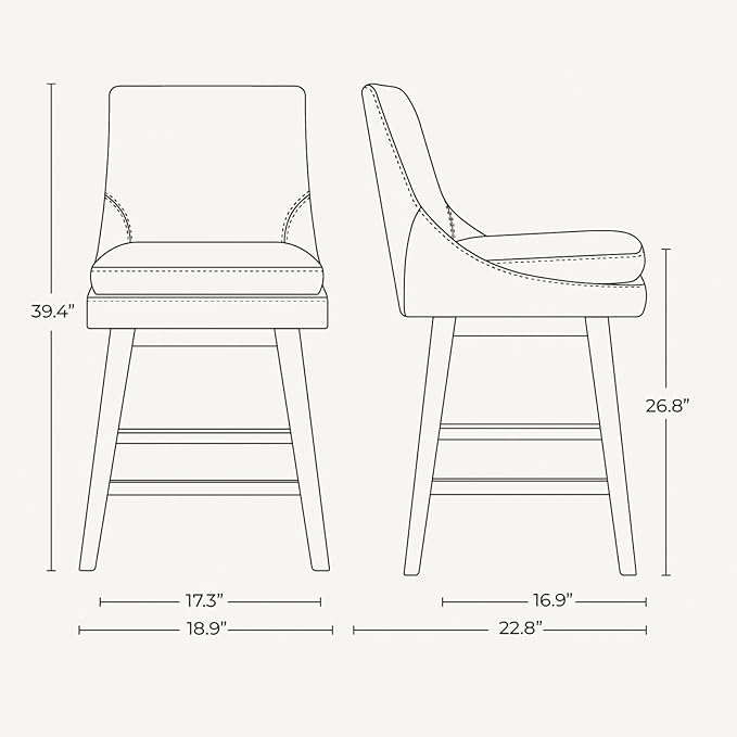CHITA Counter Height Swivel Barstool, FSC Certified Upholstered Bar Stool, 26.8" H Seat Height, PU Leather in Pure White