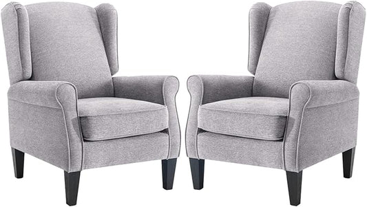 Accent Chair for Living Room Set of 2, High Back Reading Armchairs with Removable Seat Cushion, Mid-Century Single Couch in Fabric, Modern Ergonomic Wingback Chair for Bedroom,Club, Balcony
