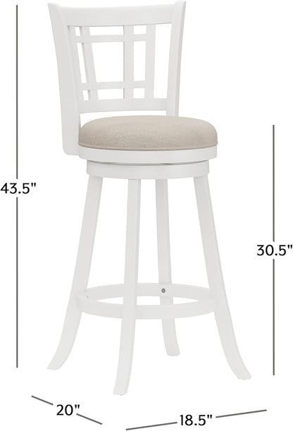 Hillsdale Fairfox 30.5" Wood Swivel Bar Height Stool, White