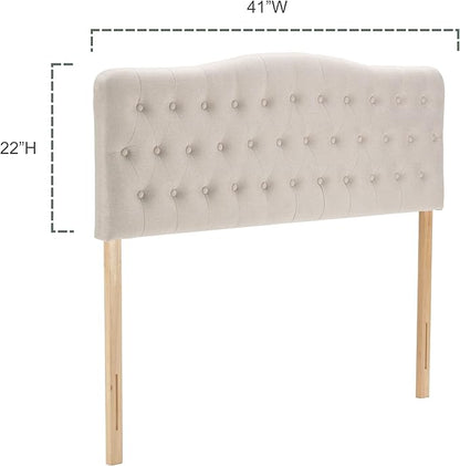 Upholstered Twin Headboard, Button Diamond Tufted Headboards with Adjustable Height and Solid Wood Leg, Linen Fabric Padded Headboard for Twin Size Bed, Mordern Head Board, Beige