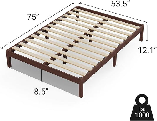 LIFEMENT Classic Wood Platform Bed Frame, Essential, Noise Free, Under Bed Storage, No Box Spring Needed, Easy Assembly (Walnut, Full)