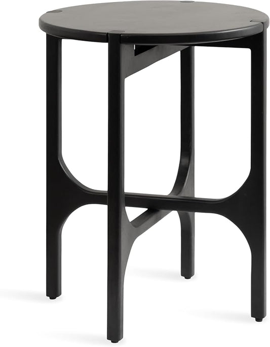 Kate and Laurel Kroscove Modern Geometric Mango Wood Round Side Table, 18 x 18 x 24, Black, Transitional Wood End Table for Use as Bedroom Nightstand or Living Room Decor Piece