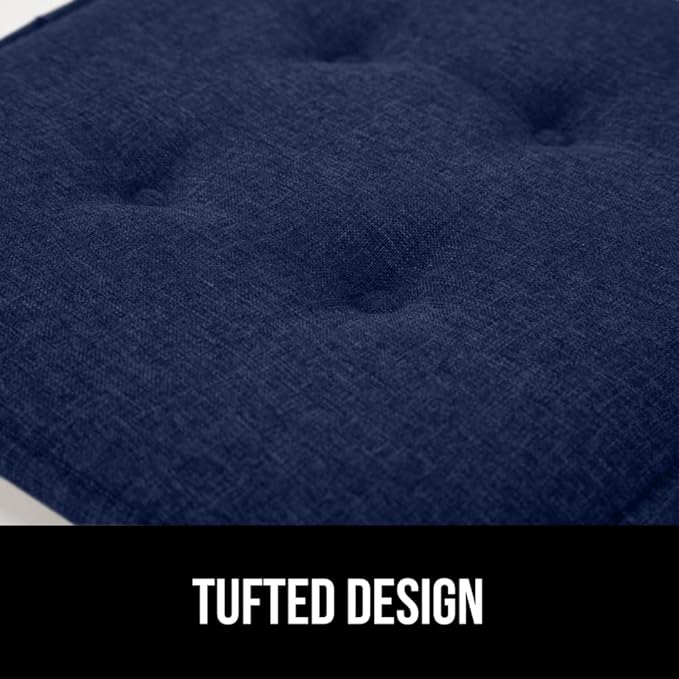 GORILLA GRIP Slip Resistant Tufted Chair Cushions, No Ties Required, Memory Foam Pads for Dining Room Kitchen Table, Office, Rocking Chairs, Plush Seat Cushion Pad, Home Decor, Set of 4, 16x17, Navy