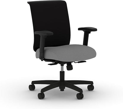 HON Convergence Ergonomic Office Chair, Breathable Back Support Mesh, Adjustable Arms, Computer Chair with Lumbar Support, Rolling Swivel Wheels, Comfortable Synchro-Tilt Recline, Fabric, Frost