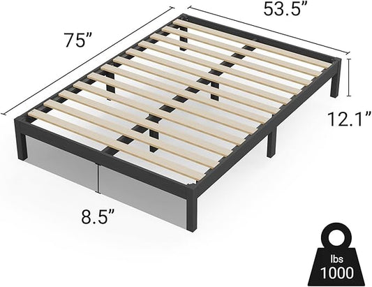 LIFEMENT Classic Wood Platform Bed Frame, Essential, Noise Free, Under Bed Storage, No Box Spring Needed, Easy Assembly (Black, Full)