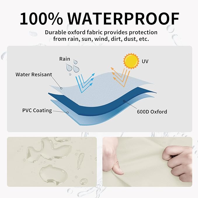 Easy-Going Waterproof Outdoor Couch Cover, Heavy Duty 3-Seater Patio Sofa Cover, Winchdproof Outdoor Furniture Cover with Air Vent (104Wx32.5Dx33H inch, Beige/Dark Brown)