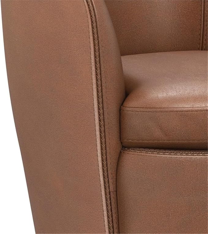 Pemberly Row Vintage Whiskey Italian Leather Swivel Club Chair Two Pack