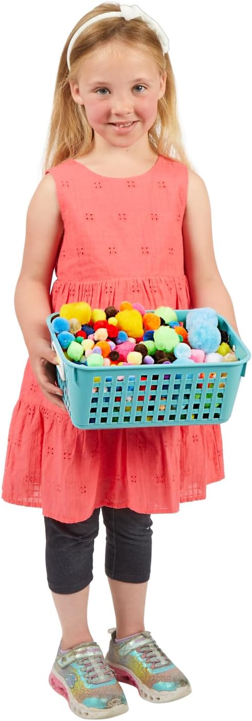 Really Good Stuff Medium Plastic Book Baskets, 11" by 7.5" by 4.5" - 12 Pack, Rainbow, Versatile Storage Solution for Classroom, Home and Office l Toy Storage, Multi-Purpose Organizer Basket